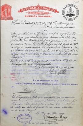 Resolución Municipal ; Asunto: Pide la licencia que indica.; Lugar: Calle Tarija; Estado: Concedido mediante Resolución Municipal; Unidad Receptora: H. Concejo Municipal; Solicitante: Siles, Salmón