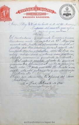 Resolución Municipal ; Asunto: Propone del remate que refiere la suma que indica.; Estado: Aceptado mediante Resolución; Unidad Receptora: H. Concejo Municipal; Solicitante: Terrazas, Raimundo