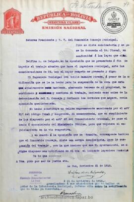 Resolución Municipal ; Asunto: Pide se dicte conminatoria y se pase la denuncia al Sr. Fiscal en conformidad a las leyes que cita.; Estado: Se remite para que informe.; Unidad Receptora: H. Concejo Municipal; Solicitante: Delgado, Delfina R. de