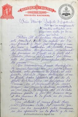 Resolución Municipal; Asunto: Pido que en cumplimiento de nuestras costumbres se aplique una multa por las razones que explica; Lugar: San Pedro; Estado: Solicitud devuelta; Unidad Receptora: Inspector de Espectáculos; Solicitante: Ali, Petrona