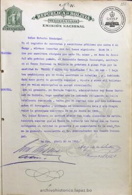 Resolución Municipal ; Asunto: Minuta de Pago de Préstamo al Banco Nacional de Bolivia ; Lugar: La Paz  ; Unidad Receptora: H. Concejo Municipal; Solicitante: Concejo Municipal