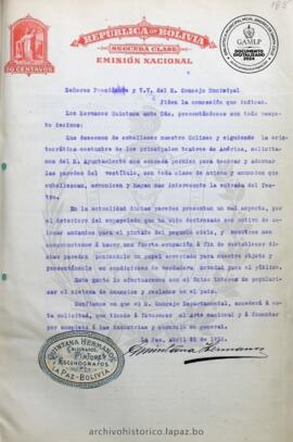 Resolución Municipal ; Asunto: Piden la concesión que indican.; Lugar: Teatro Municipal; Estado: Solicitud denegada; Unidad Receptora: H. Concejo Municipal; Solicitante: Hermanos  Quintana.