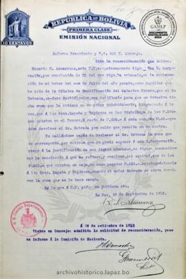 Resolución Municipal; Asunto: Pide la reconsideración que indica.; Estado: Admitida; Unidad Receptora: H. Concejo Municipal; Solicitante: Ascarrunz, Ricardo S.