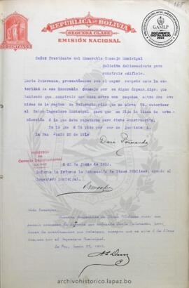 Resolución Municipal ; Asunto: Solicita delineamiento para construir edificio.; Lugar: Sopocachi; Estado: Aceptado, mediante Resolución Municipal; Unidad Receptora: H. Concejo Municipal; Solicitante: Peñaranda, Daria