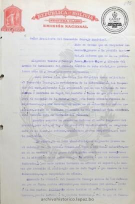 Resolución Municipal ; Asunto: Pide se ordene que el inspector de mercado, preste a la posible brevedad, el informe que se le ha pedido.; Lugar: Mercado Publico; Estado: Contiene informe del Inspector de Mercados; Unidad Receptora: H. Concejo Municipal; Solicitante: Yabita,  Alejandro y Laura Domingo