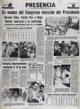 EN MANOS DEL CONGRESO ELECCIÓN DEL PRESIDENTE. (1979, 02 de julio). Presencia [La Paz, Bolivia], p. 1.