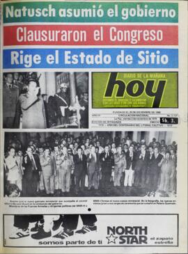 NATUSCH ASUMIO EL GOBIERNO. CLAUSURARON EL CONGRESO. RIGE EL ESTADO DE SITIO. (1979, 02 de noviembre). Hoy [La Paz, Bolivia], p. 1,2.