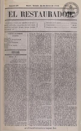 El Restaurador, edición del 31 de enero de 1846