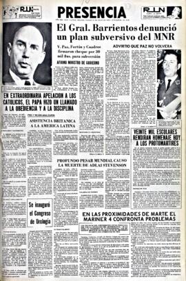 Presencia, edición del 15 de julio de 1965