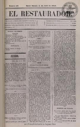El Restaurador, edición del 4 de julio de 1846