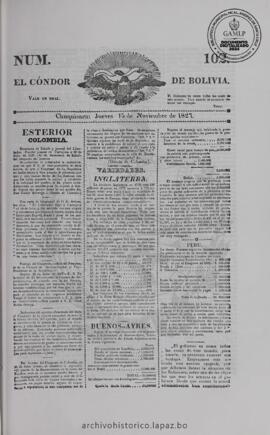 El Condor de Bolivia, edición del 15 de noviembre de 1827