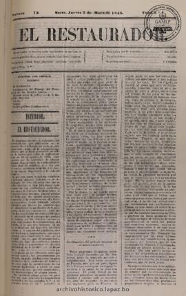 El Restaurador, edición del 7 de mayo de 1846