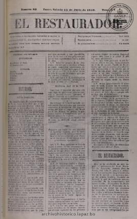 El Restaurador, edición del 13 de junio de 1846