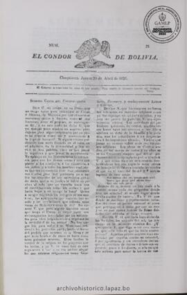 El Condor de Bolivia, edición del 20 de abril de 1826