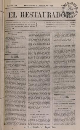 El Restaurador, edición del 11 de abril de 1846