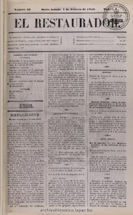 El Restaurador, edición del 7 de febrero de 1846