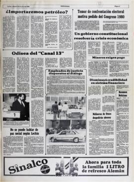 UN GOBIERNO CONSTITUCIONAL RESOLVERÍA CRISIS ECONÓMICA. (1982, 24 de julio). Meridiano [La Paz, Bolivia], p. 3.