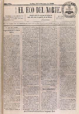 El Eco Del Norte, edición del 13 de septiembre de 1862
