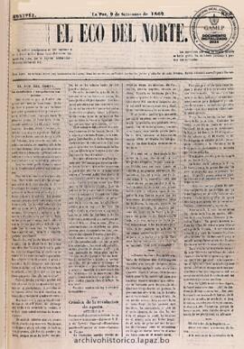 El Eco Del Norte, edición del 9 de septiembre de 1862