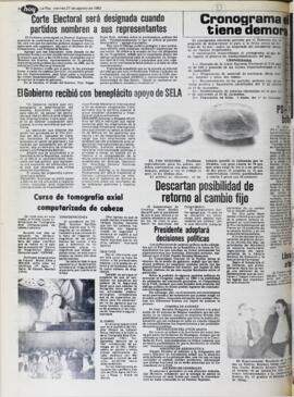 PRESIDENTE ADOPTARÁ DECISIONES POLÍTICAS. (1982, 27 de agosto). Hoy [La Paz, Bolivia], p. 6.
