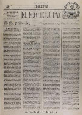 El Eco De La Paz, edición del 23 de julio de 1864
