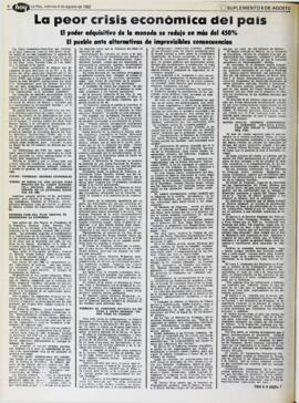 LA PEOR CRISIS ECONÓMICA DEL PAÍS. (1982, 06 de agosto). Hoy [La Paz, Bolivia], p. 4.