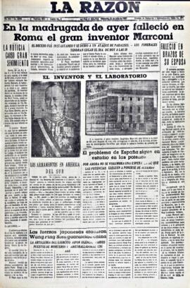 La Razón, edición del 21 de julio de 1937