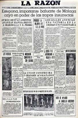 La Razón, edición del 15 de enero de 1937