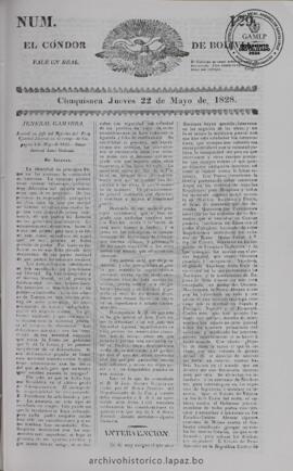 El Condor de Bolivia, edición del 22 de mayo de 1828
