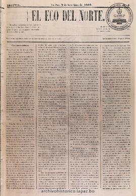 El Eco Del Norte, edición del 2 de septiembre de 1862