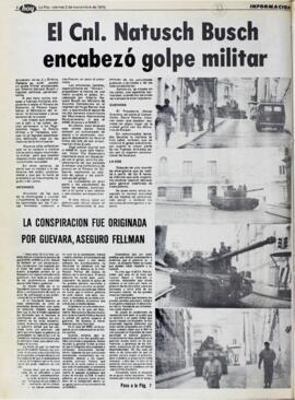 EL CNL. NATUSCH BUSCH ENCABEZO GOLPE MILITAR. (1979, 02 de noviembre). Hoy [La Paz, Bolivia], p. 6.