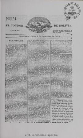 El Condor de Bolivia, edición del 6 de septiembre de 1827