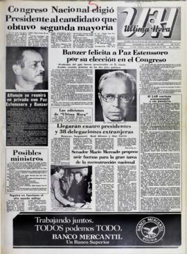 CONGRESO NACIONAL ELIGIÓ PRESIDENTE AL CANDIDATO QUE OBTUVO SEGUNDA MAYORÍA. (1985, 05 de agosto). Ultima Hora [La Paz, Bolivia], p. 1.