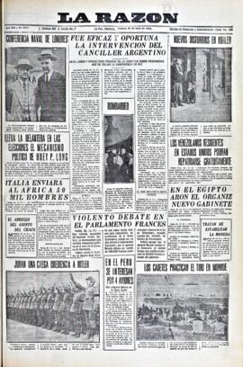 La Razón, edición del 31 de enero de 1936