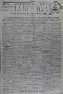 La Reforma, edición del 24 de diciembre de 1872