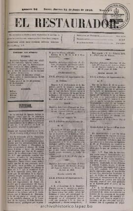 El Restaurador, edición del 25 de junio de 1846