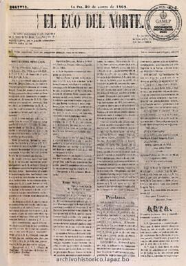 El Eco Del Norte, edición del 30 de agosto de 1862