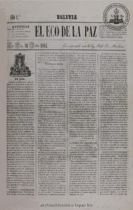 El Eco De La Paz, edición del 16 de julio de 1864