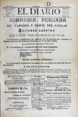 El Diario, edición del 5 de diciembre de 1906
