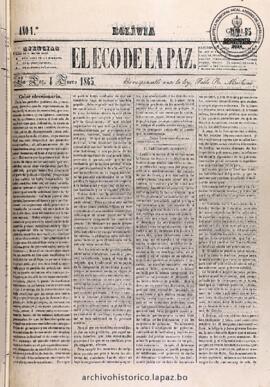 El Eco De La Paz, edición del 4 de enero de 1865