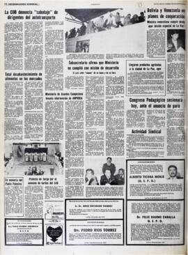 LA COB DENUNCIA "SABOTAJE" DE DIRIGENTES DEL AUTOTRANSPORTE. (1979, 09 de diciembre). Presencia [La Paz, Bolivia], p. 12.