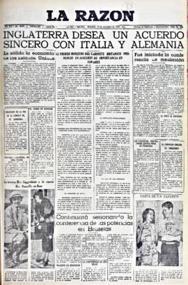 La Razón, edición del 10 de noviembre de 1937