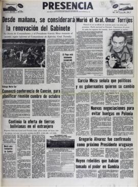 DESDE MAÑANA, SE CONSIDERARÁ LA RENOVACIÓN DEL GABINETE. (1981, 02 de agosto). Presencia [La Paz, Bolivia], p. 1.