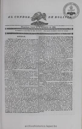 El Condor de Bolivia, edición del 21 de septiembre de 1826