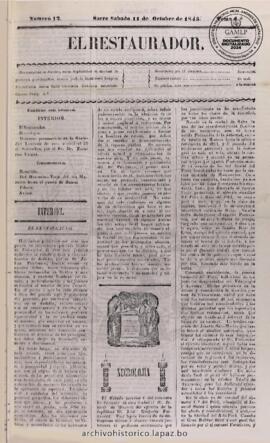 El Restaurador, edición del 11 de octubre de 1845