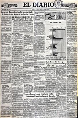 El Diario, edición del 3 de junio de 1952