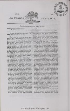 El Condor de Bolivia, edición del 4 de mayo de 1826