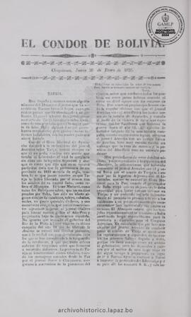 El Condor de Bolivia, edición del 26 de enero de 1826
