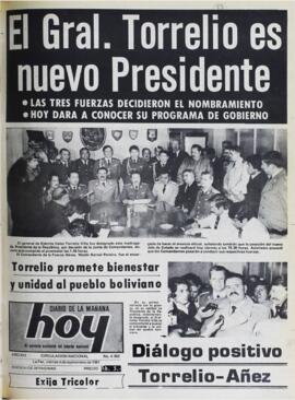 TORRELIO PROMETE BIENESTAR Y UNIDAD AL PUEBLO BOLIVIANO. (1981, 04 de septiembre). Hoy [La Paz, Bolivia], p. 1.
