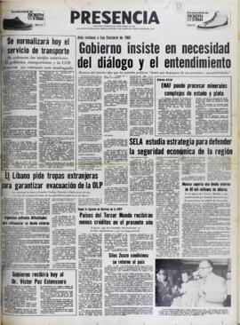 ANTE RECHAZO A LEY ELECTORAL DE 1965. GOBIERNO INSISTE EN NECESIDAD DEL DIÁLOGO Y EL ENTENDIMIENTO. (1982, 19 de agosto). Presencia [La Paz, Bolivia], p. 1.
